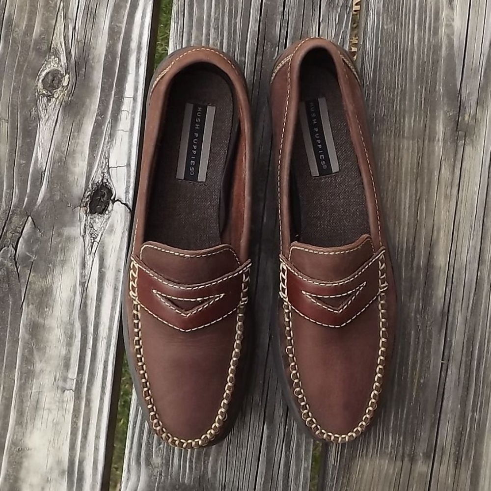 Hush Puppies Brown Leather Penny Loafers Size 10B